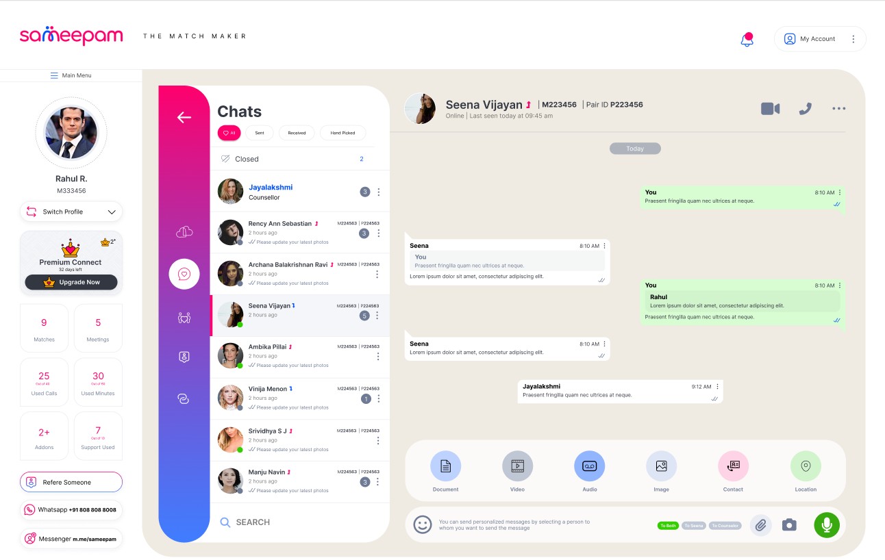 Sameepam Web Application Chat Interface
